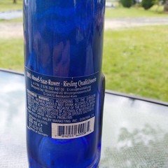 Cobalt Blue Cat Bottle Mosel-Saar-Ruwer Riesling Wine bottle 13&Prime; tall