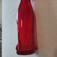 Rheinhessen Riesling HAPPY CAT Red Wine Bottle w Cork SCRATCHED decor craft READ