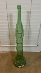 Mid Century Tuscan Chianti Wine Bottle Woman Shape 32” Green Glass VTG Rare
