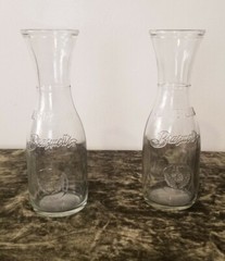 Pair Of Braswell&rsquo;s Carafes .25 Liter With Insignia Clear Glass 1/2 Bottle Server