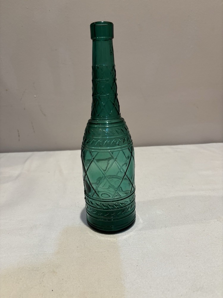 Empoli green glass decanter, 20th Century, Hobnail/Diamond Pattern, Teal, Canada