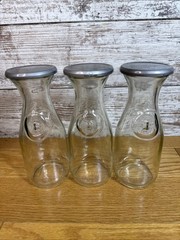 Lot Of 3 Paul Masson The California Carafe Glass Wine Carafes Empty 1852 W/ Lids