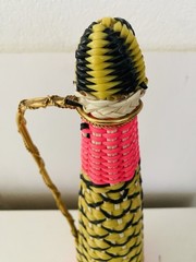 MCM Viresa Plastic Scoubidou Woven Wicker Demijohn Wine Bottle with Handle