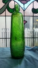 Vintage Gallo Emerald Green Swirled Glass Wine Bottle MCM Textured 1205