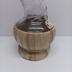 Empty Bottaro Green Spiral Glass Wine Bottle Italy 15.5&Prime; With Raffia wrap