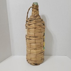 VTG RETSINA~CLASSIC~STRAW WICKER GREEK WINE BOTTLE CLEAR GLASS~3 LTR LITER LABEL