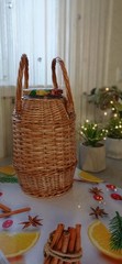 Wicker Demijohn Bottle Glass 101 fl oz, Picnic Wine, Juice Bottle Decorative