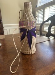 Mexican Straw Bottle Holder Insulator Tan Cooler