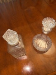 Cut Etched Crystal Liquor Bottle with Stopper Excellent Condition
