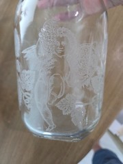 2 Vintage Paul Masson carafes/ 1 etched/1 plain marked since 1852