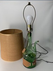 Hand Blown Lamp•Green Glass Wine Bottle Decanter With Chiller•Shade NOT Included