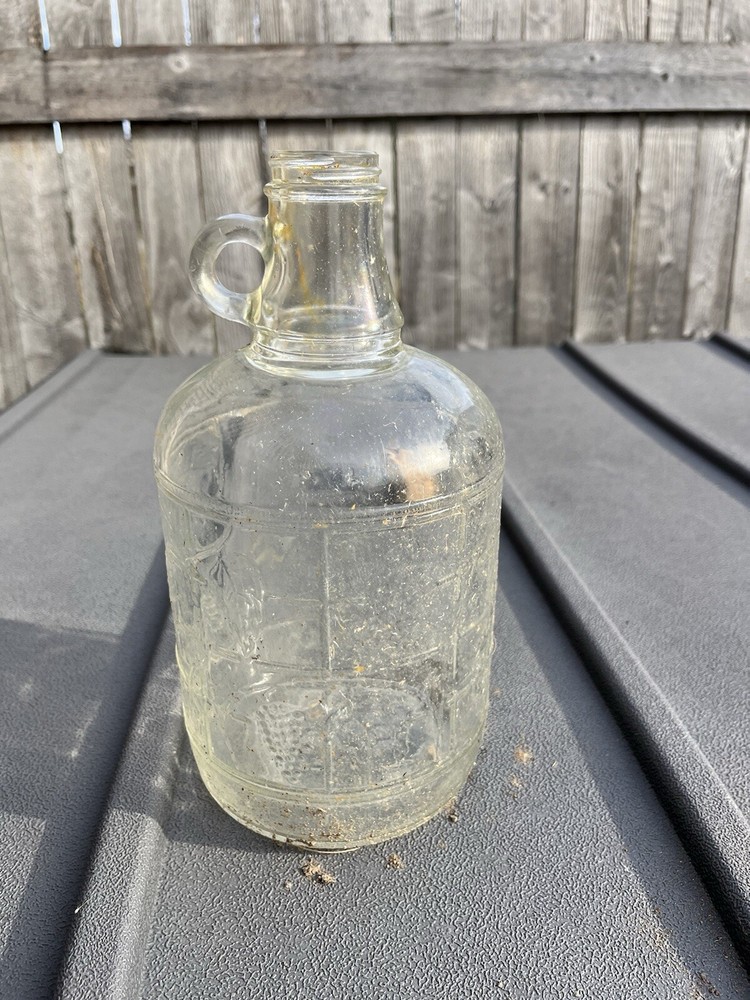 Vintage Embossed Half Gallon Glass Wine Jug