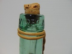 Sangria Black Angus Green Glass Bottle In Woven Basket 1/2 Gal Empty