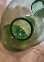 VTG Italian Chianti Hand Blown Green Glass Wine Decanter Bottle/ Ice Chamber VF