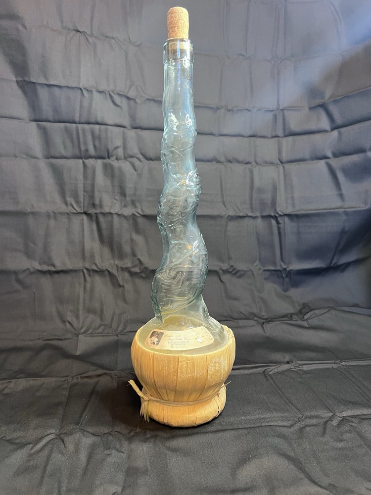 Vintage EMPTY Bottaro Embossed spiral glass red wine bottle decanter decor Italy
