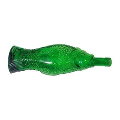 Vintage Fish Shaped Dark Green Glass Italian Wine Bottle Decanter 13&Prime;H F Mark