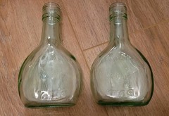 Almaden Pony – 6&Prime; Vintage Green Bottles – Set of 2