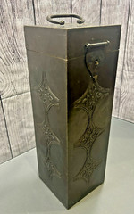 Old Vintage Wine Bottle Box Dark Brass and Wood Elegant Collectible Piece India