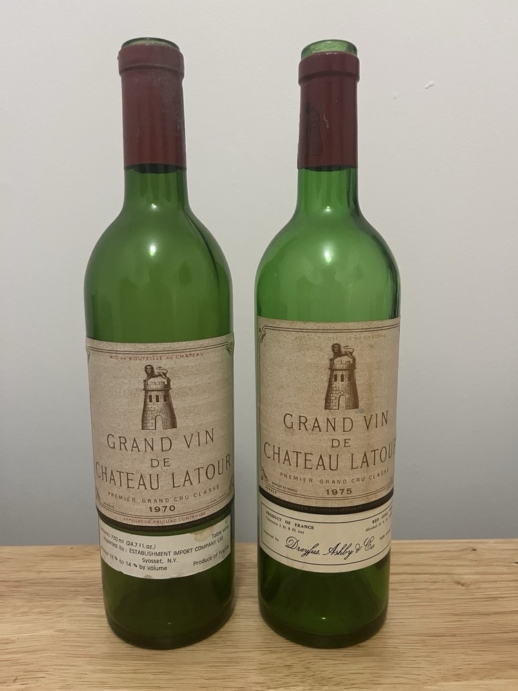 (2) EMPTY Chateau Latour Pauillac Bordeaux Bottles 1970 & 1975