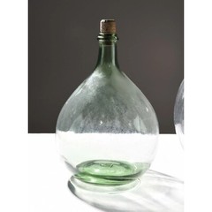 2 French Demijohn Glass Bottles Vintage-Style Decorative Jars for Wine & Liquor
