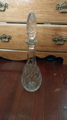 Vintage Cut Glass Crystal Wine Decenter Clear Crystal 3 Rose Around Wine Bottle