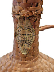 Vintage Old Madeira Wine Meio Seco Wicker Wrapped Empty Bottle Portugal