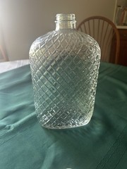 Vintage Wine Bottle Jug Clear Glass Embossed Design One-half Gallon