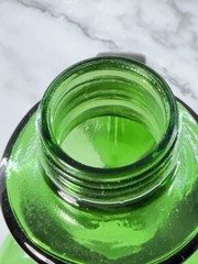 Vintage Green Glass 1.5 Liter Wine Decanter Jug Bottle W/Long Handle & Lid 12”