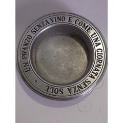 Vintage Wilton Armetale Embossed Italian Quote Pewter Wine Bottle Coaster