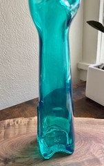 Rheinhessen Riesling Cat Bottle Teal Blue Green Figural Glass Germany Vintage