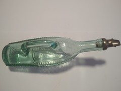 Vintage Wine Bottle Decanter Basket Pattern Greenish Hue Hand Blown