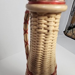 Vintage Valencia Colorful Wine Bottle Plastic Woven Wicker Spain MCM Bohemian