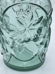 Vintage pressed green glass wine bottle, Embossed seal, Unique Shape, Canada