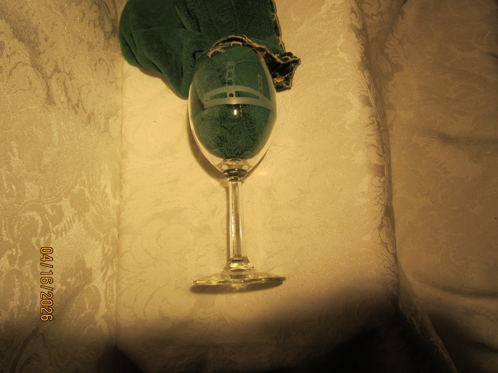 Mackinac Bridge Clear Stem Wine Glass