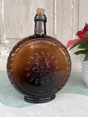 Vintage Dark Amber Vinex Wine Bottle Round Bango Cork Stopper