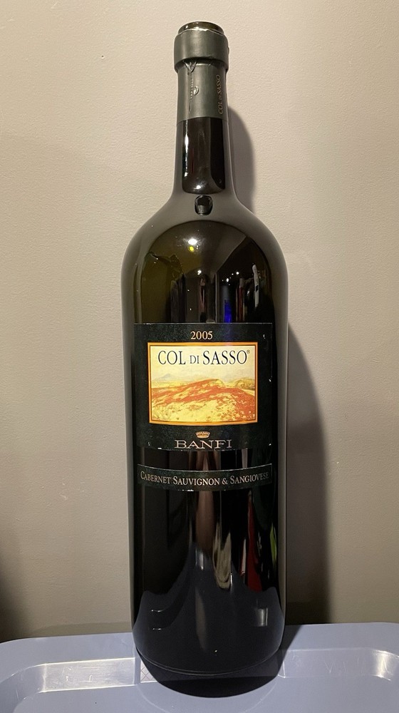 Large 5 Liter 2005 Banfi Col Di Sasso Glass Wine Bottle 21” Tall ( 110mm ) Italy