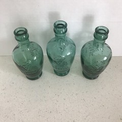 Cantine Vaselli Orvieto Green Blue Set Of Wine Bottles 6 Inch Embossed Vintage