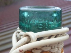 VINTAGE Mid Century Wine Bottle Woven Plastic Wrap Jug Decanter scoubidou viresa