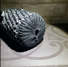Handmade Elegant Black With Silver Sequins Wine Bottle Cover Or Sweater