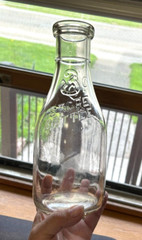 Vintage Milk Bottle 3 Cent Clear Glass Dairy Quart Bottle Cadmium Glow