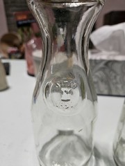 2 Clear Glass Wine Carafes 9.75&Prime; Dented Bottom Paul Masson Vintage Collectible
