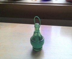 Miniature Wrapped Wine Bottle 3⅜ » Tall Green Plastic 1¾ » Diameter