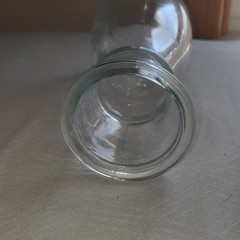 Clear Glass Wine Bottle 1 Liter with Grape Motif Collectible