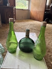Green Glass Mateus Rose Wine Bottle 1 Pint And 2 Vintage Gallo Wine Bottles