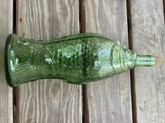 Vintage Emerald Green Glass Fish Shaped Wine Bottle Decanter