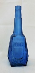 Vintage Blue Glass Bottle Square Shape 10 3/4&Prime;