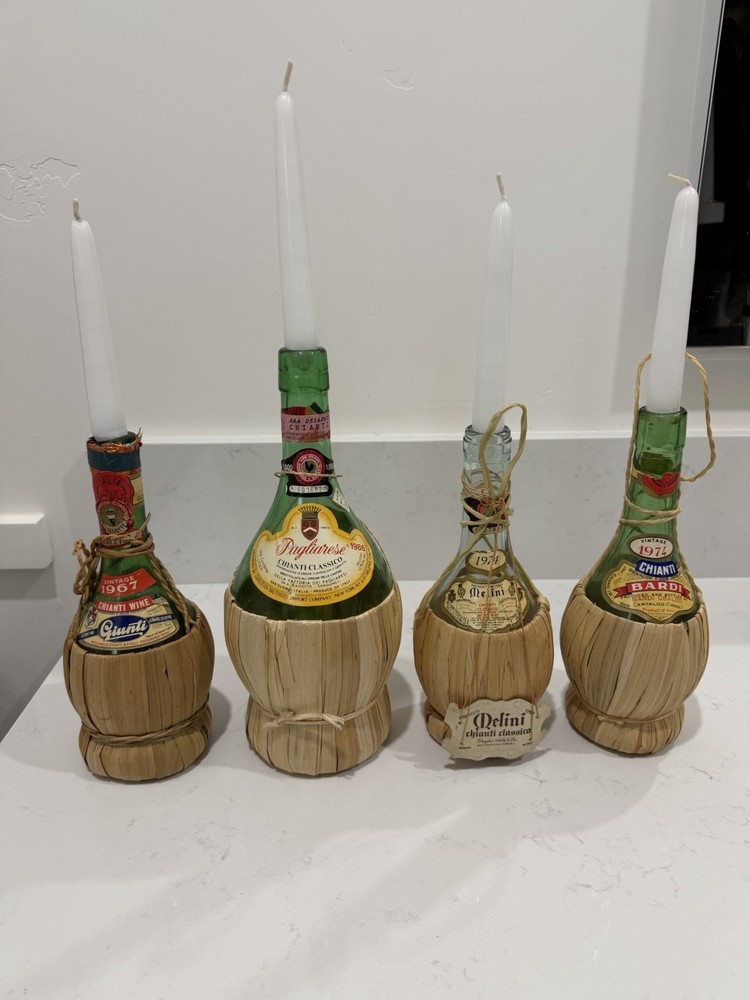 Vintage Chianti Wine Bottles Lot Of 4