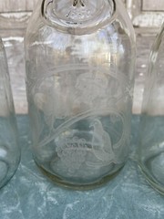(3) Paul Masson Since 1852 Clear Glass Milk Bottle Wine Carafe Farmhouse Vase