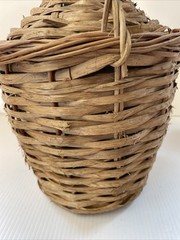 Vtg Wicker Wrapped Demijohn De Muller Viresa Spain Green Glass Wine Bottle 13”H*