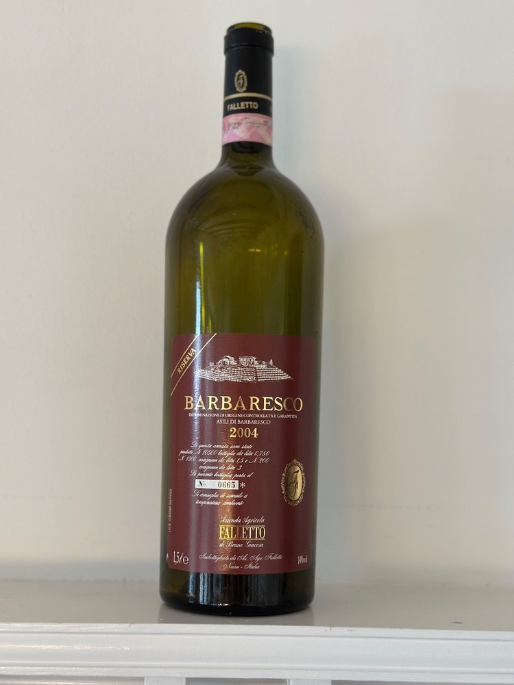 Rare empty wine bottle B. Giacosa Barbaresco Asili Riserva Red Label 2004 Magnum